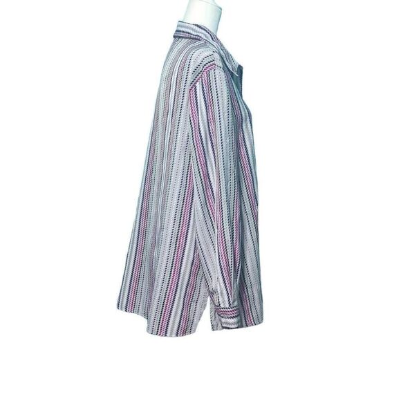 Vintage Nikki Strips Loose Button Down Long Sleeves Shirt Pink Gray Black Size L - Picture 3 of 4
